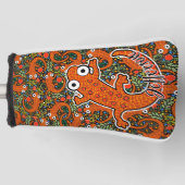 ブラックテール上の赤い斑点のあるパーソナライズされたニワトリ ゴルフヘッドカバー (正面)