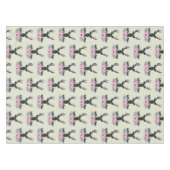 ブラックディアヘッド付き/ピンクの花と山 テーブルクロス (正面(横))