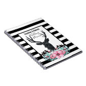 ブラックディアヘッド付き/ピンクの花と山 ノートブック (右側)