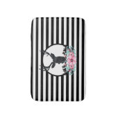 ブラックディアヘッド付き/ピンクの花と山 バスマット (正面縦)