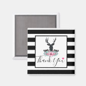 ブラックディアヘッド付き/ピンクの花と山 マグネット (正面/裏面)