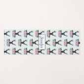 ブラックディアヘッド付き/ピンクの花と山 ヨガマット (正面(横))