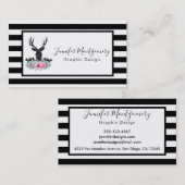 ブラックディアヘッド付き/ピンクの花と山 名刺 (正面/裏面)