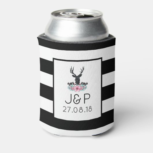 ブラックディアヘッド付き/ピンクの花と山 缶クーラー (缶裏面)