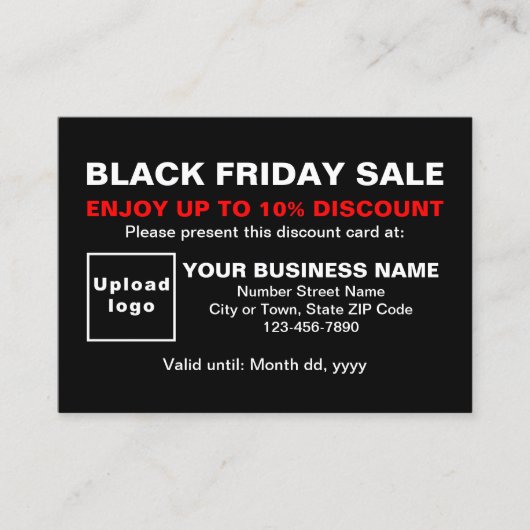 ブラックディスカウントカードによるビジネスのブラックフライデーセール 割引カード (正面)