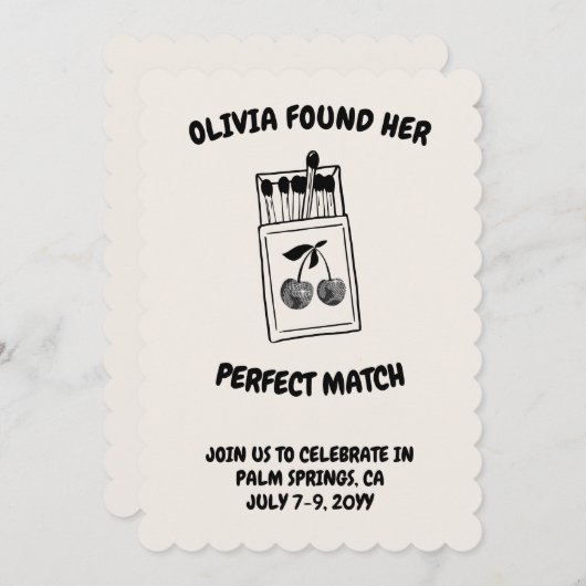 ブラックディスコさくらんぼパーフェクトマッチバチェロレッテ 招待状 (正面/裏面)