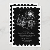 ブラックディスコテーマバチェロレッテ週末の日程 招待状 (正面/裏面)