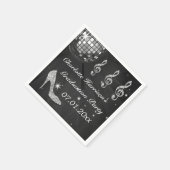 ブラックディスコボールと輝くヒール卒業 スタンダードカクテルナプキン (角)