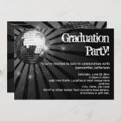 ブラックディスコボール卒業パーティー招待状 招待状 (正面/裏面)