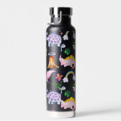 ブラックディノ動物子供の誕生日ギフト ウォーターボトル (右面)