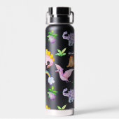 ブラックディノ動物子供の誕生日ギフト ウォーターボトル (背面)