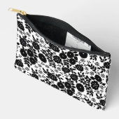 ブラックデイジーパターンアート アクセサリーポーチ (見開き)