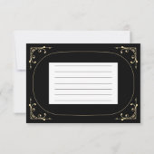 ブラックデエレガントコレトロブライダルシャワーレシピカード 招待状 (裏面)