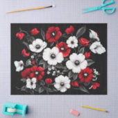 ブラックデカ赤と白ップページ上のケシ 薄葉紙 (クラフト)