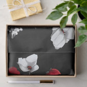 ブラックデカ赤と白ップページ上のケシ 薄葉紙 (ギフト)