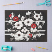 ブラックデカ赤と白ップページ上のケシ 薄葉紙 (クラフト)