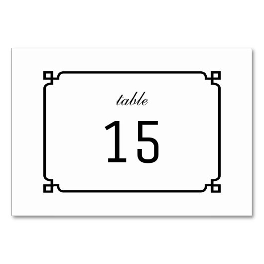 ブラックデコシックなテーブルカード テーブルナンバー (正面)