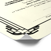 ブラックデコフレーム結婚キープサケの証明書ベージュ色 ポスター (角)