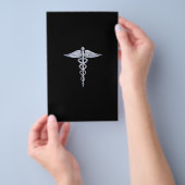 ブラックデコールの銀のようなカドゥセウス医療シンボル チラシ (ハンドル)