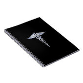 ブラックデコールの銀のようなカドゥセウス医療シンボル ノートブック (右側)