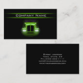ブラックデザイングリーントラック前面より明るいレイアウト 名刺 (正面/裏面)