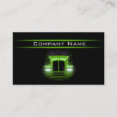 ブラックデザイングリーントラック前面より明るいレイアウト 名刺 (正面)