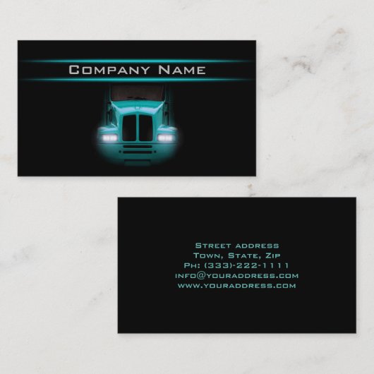 ブラックデザインシアントラック前面より明るいレイアウト 名刺 (正面/裏面)