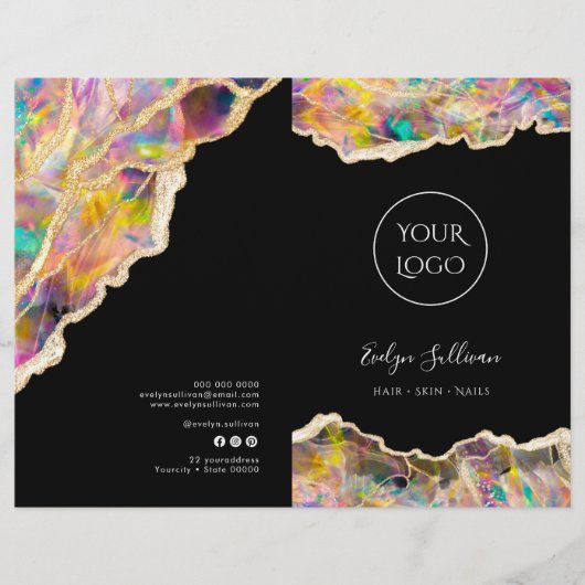 ブラックデザインメニューのパンフレットにオパール (正面)