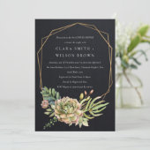 ブラックデザートのジューシーなサボテンの葉のカップルシャワー 招待状 (スタンド正面)