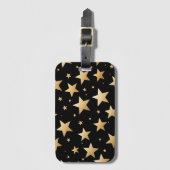 ブラックデジタルアートの黄金の星 ラゲッジタグ (正面縦)