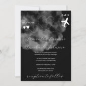 ブラックデスティネーション飛行機結婚の海外便 招待状 (正面)