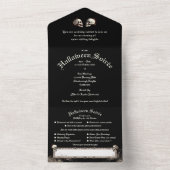 ブラックデス踊りスケルトンハロウィン オールインワン招待状 (内側)