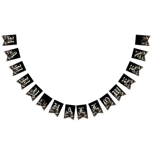 ブラックデス踊りスケルトンハロウィン バンティングフラッグ (全)