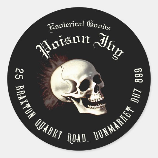 ブラックデス踊りスケルトンハロウィン ラウンドシール (正面)