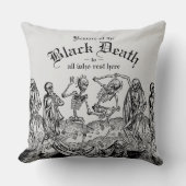 ブラックデス踊り骨格ゴシックマカブル クッション (正面)