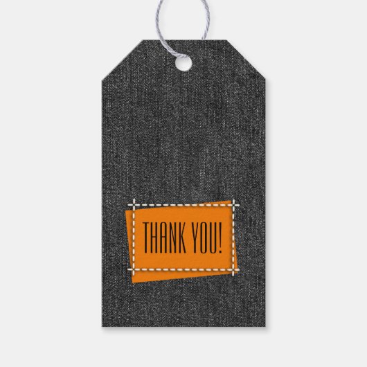 ブラックデニムパターン卒業パーティーありがとう ギフトタグ (正面)