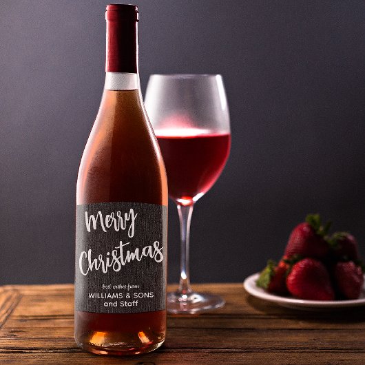 ブラックデニムホワイトスクリプト、ビジネスネームセット6個 ワインラベル