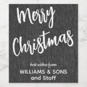 ブラックデニムホワイトスクリプト、ビジネスネームセット6個 ワインラベル (シングルラベル)