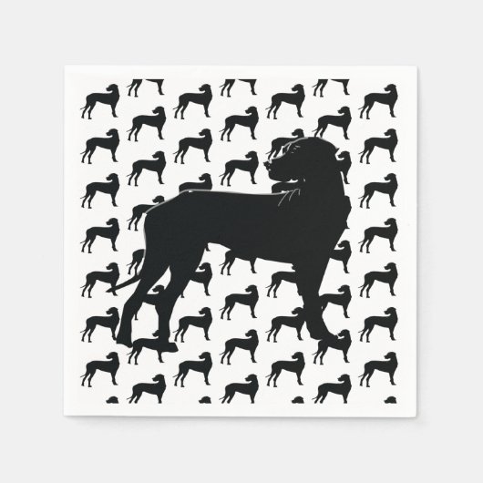 ブラックデーン、大型犬 スタンダードカクテルナプキン (正面)