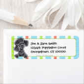 ブラックトイプードルストライプおもしろい ラベル (インサイチュ)