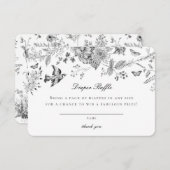 ブラックトイルフローラおむつラッフル招待状インサート エンクロージャーカード (正面/裏面)