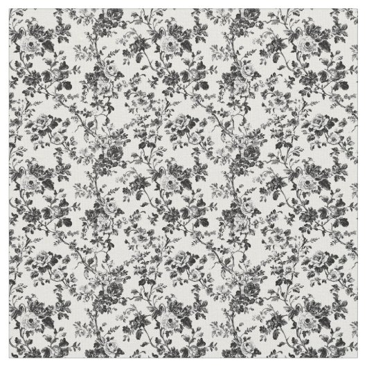 ブラックトイルブルーミングつる植物 ファブリック (クローズアップ)