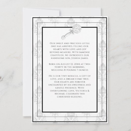 ブラックトイル男の赤ちゃん誕生のお知らせ 招待状 (裏面)