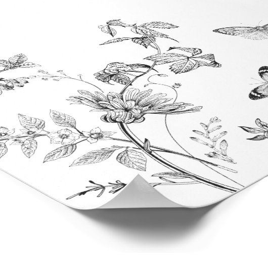 ブラックトイレジュイフローラベビースプリンクルウェルカムサイン ポスター (角)