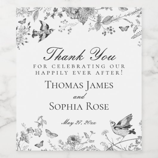 ブラックトイレデジュイフローラウェディングパーティーウィブズ ワインラベル (シングルラベル)