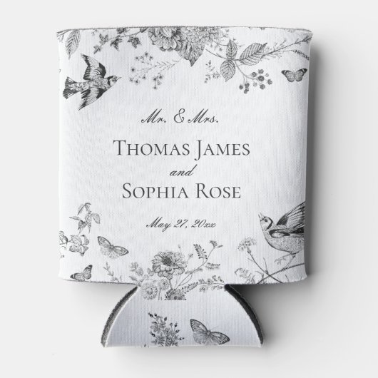 ブラックトイレデジュイヴィンテージフローラ結婚式の引き出物 缶クーラー (正面)