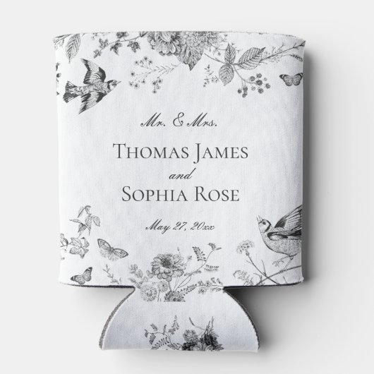 ブラックトイレデジュイヴィンテージフローラ結婚式の引き出物 缶クーラー (裏面)