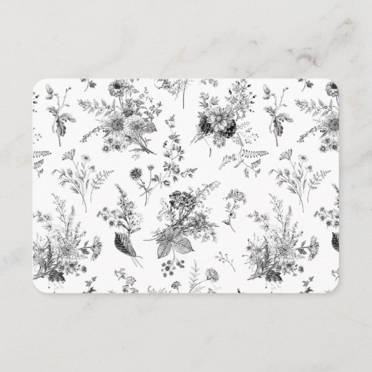 ブラックトイレフローラーブックベビー招待状インサート エンクロージャーカード (裏面)