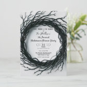 ブラックトウィグエレガント秋ハロウィーンディナーパーティー 招待状 (スタンド正面)