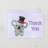 ブラックトップハットに可愛いコアラありがとう 招待状 (正面/裏面)